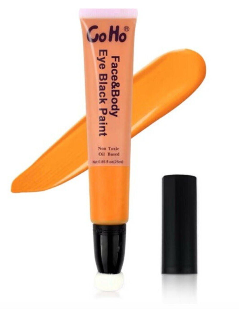 Orange Face & Body Paint Liquid Eye Black Tube Halloween Makeup 0.85 oz NEW